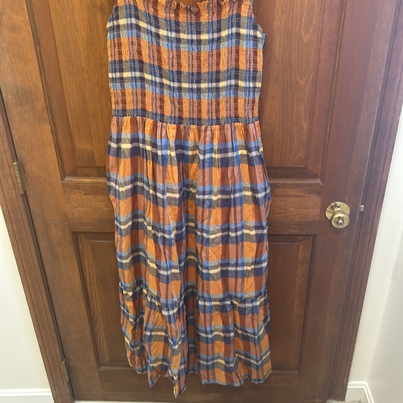 Trovata Birds of Paradis Dolores Plaid Smock Midi Dress Large L - Picture 5 of 12